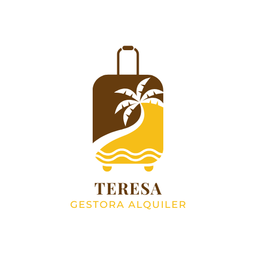 Logo de Teresa Gestora de alquiler. Logo de Teresa Gestora Alquiler con una maleta y palmeras.